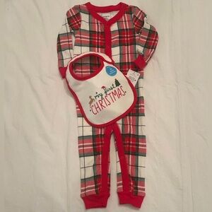 Baby’s Christmas Pajamas and Bib Set